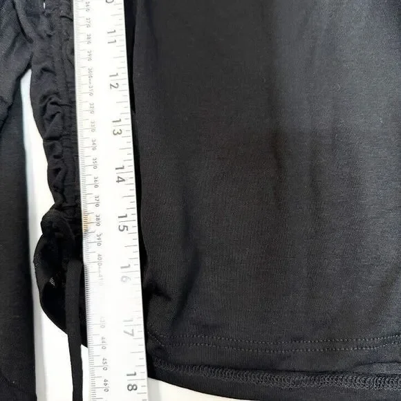 Project Social T Aubrey Ruched Side Long Sleeve Top Womens Black Size Medium NWT - Picture 6 of 9